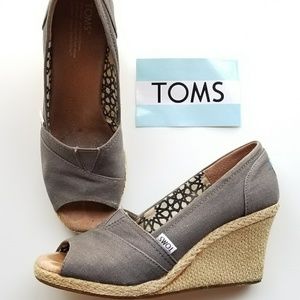 TOMS Gray Wedge Sandals